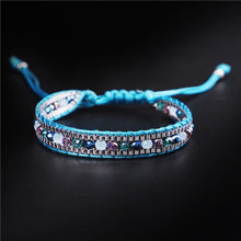Load image into Gallery viewer, Bling Mixed Crystal Beads Single Leather Wrap Bracelet