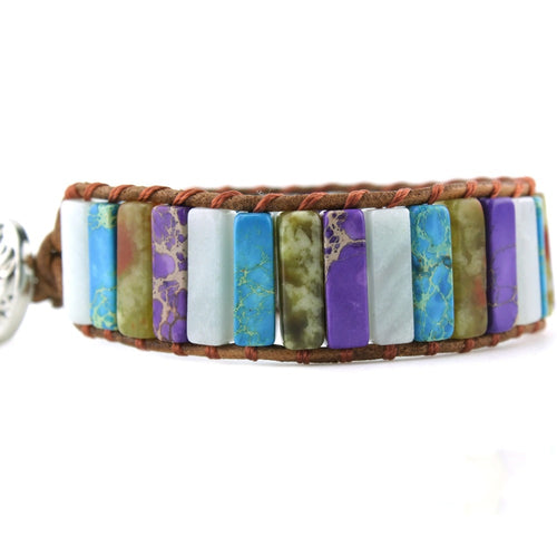 Unique King Stone Bracelet Fashion Mix 1 Strand Leather Wrap Bracelet